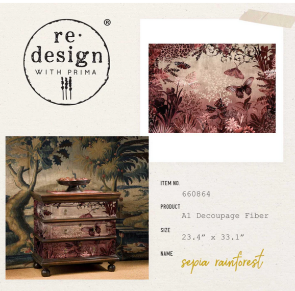 Sepia Rainforest - Redesign with Prima Decor A1 Decoupage Fiber Paper