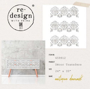 Antique Damask - Redesign with Prima Decor Transfer