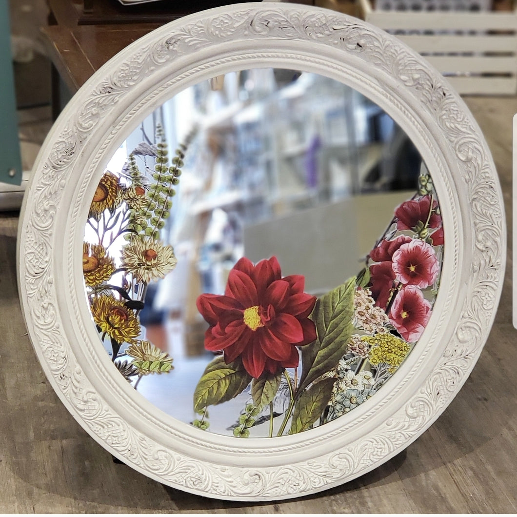 White and Floral Mirror