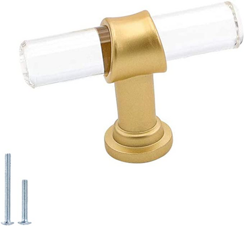 Crystal and Gold Knob for Furniture