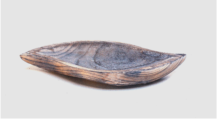 Wooden Dough Bowl Style Swirl Dish Natural Finish