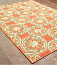 Ceasar Floral Orange/Ivory/Green Indoor / Outdoor Area Rug 5'3" x7'6"
