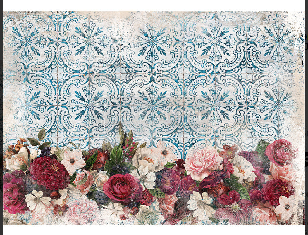 Burgundy Woods- Redesign with Prima Decor Decoupage Rice Paper