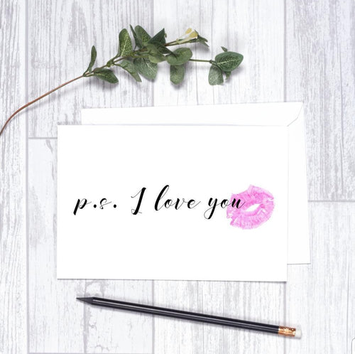 P.S I Love You  Card CHA1 Note Card Valentine's Day