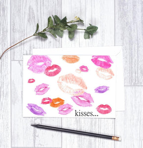Kisses  Card CHA2 Note Card Valentine's Day