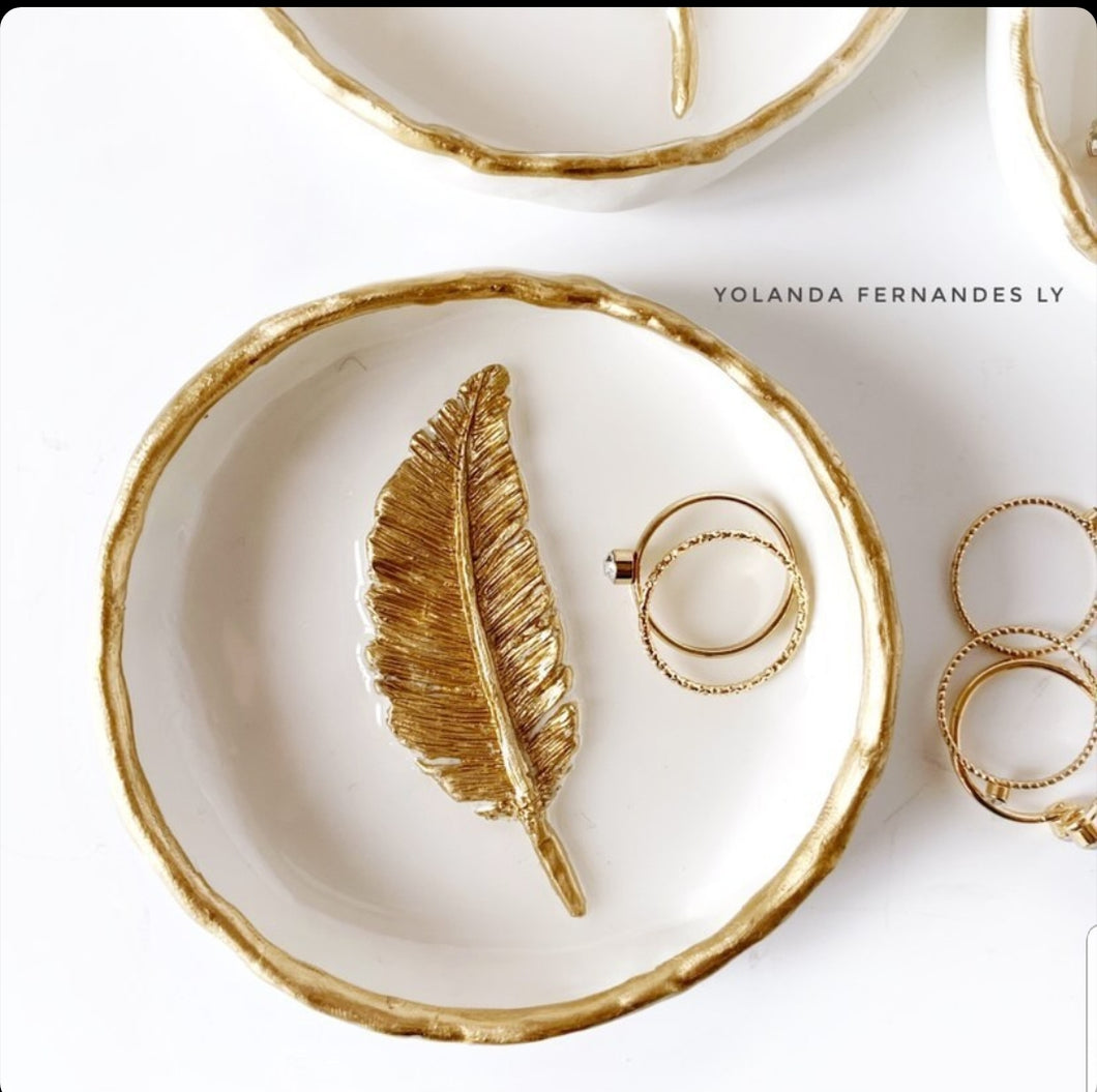 Gold Feather - Resin Ring Dish