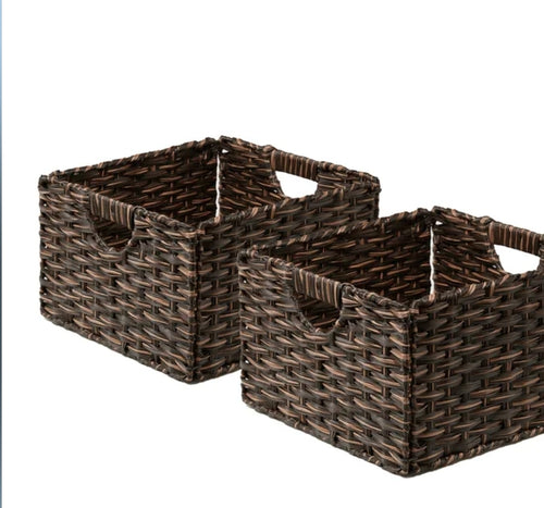 Set of 2 Handwoven Foldable Baskets