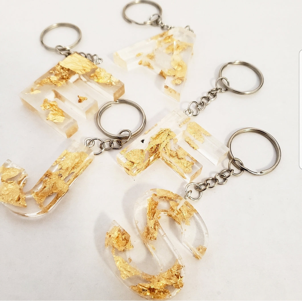 Resin Initial Key Chain Rings