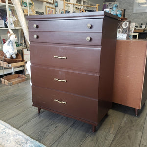 Mid Century Modern Style MCM Tall Dresser in Elderberry