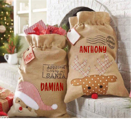 DIY KIT - Santa Sack - Personalize with Name - 3 Design Options