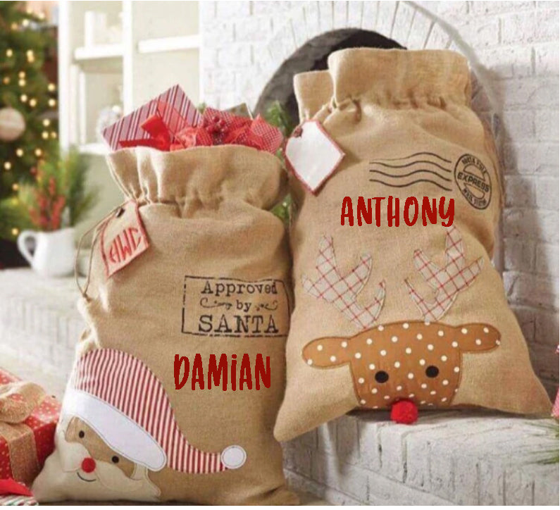 DIY KIT - Santa Sack - Personalize with Name - 3 Design Options