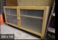 TV unit or Low Buffet / Credenza in Jet Black by Wise Owl Paint with Rattan Cane Doors and Hairpin Legs
