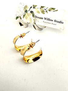 Hoop Studs Gold or Silver Plated Stud Earrings - Stainless Steel Posts