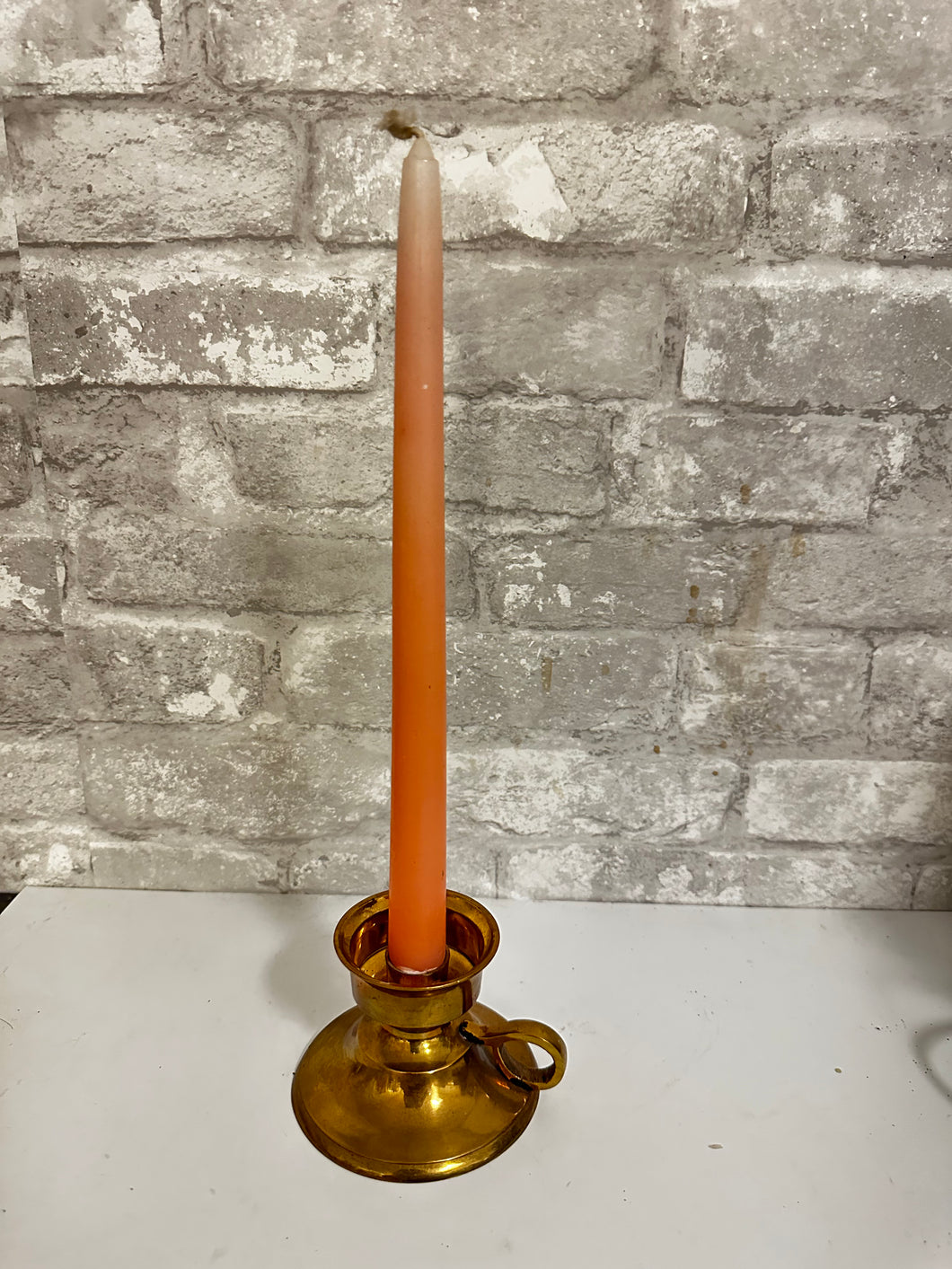 Vintage Brass Candle Stick Holders with Handle 3 inches tall