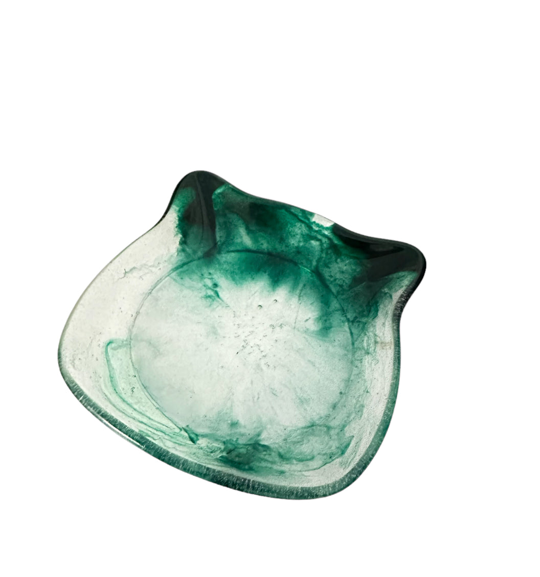 Cat Shaped - Resin Ring Dish - Greens