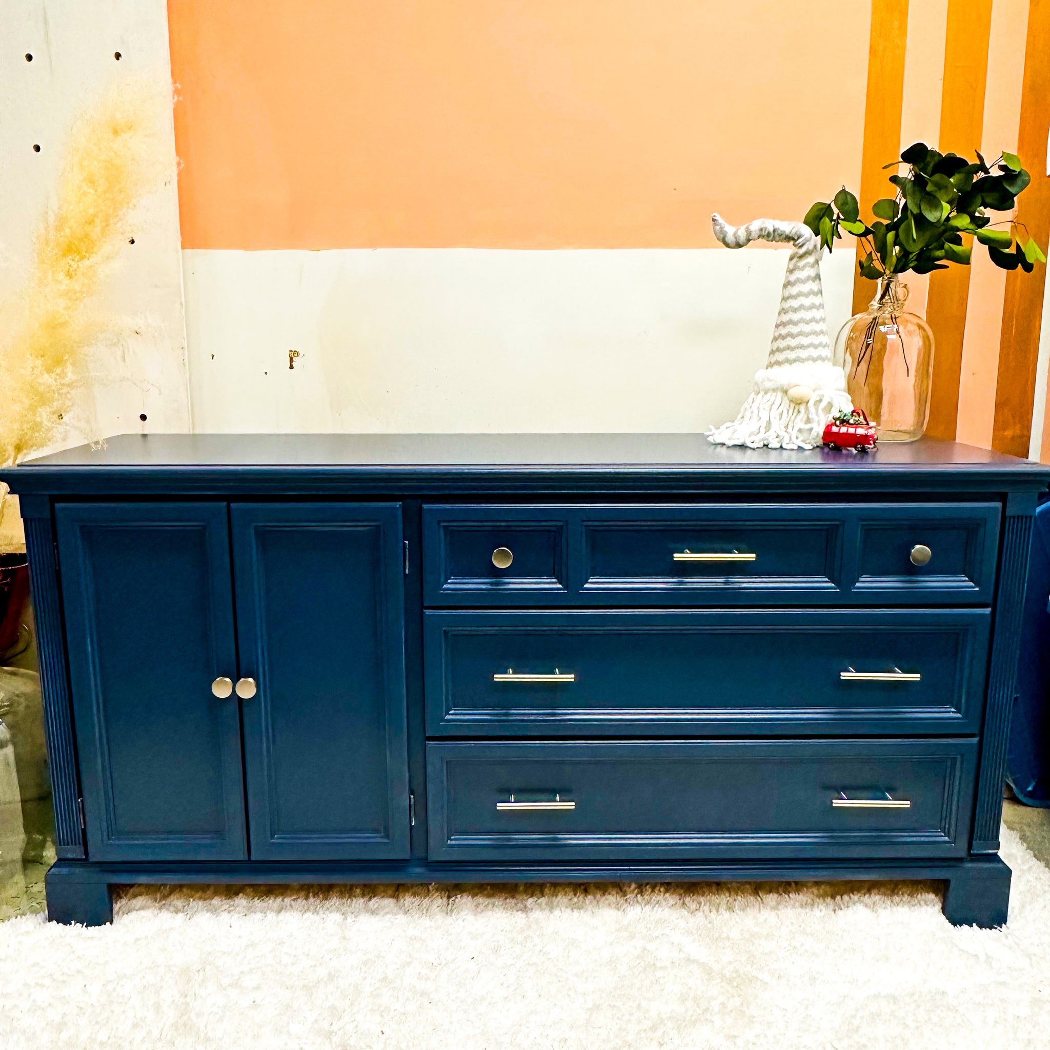 Long blue dresser sales