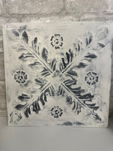 Metal Vintage Ceiling Tile Hand Painted White and Distressed