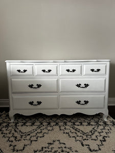 Long French Provincial Dresser  - Wise Owl Snow Owl White