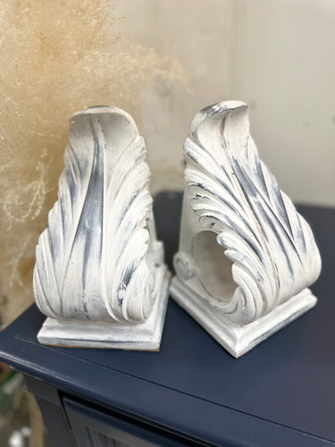 Set of 2 Hand Painted Corbels or Bookends or Shelf and Table Top Decor