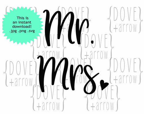 Mr and Mrs Wedding SvG Design File
