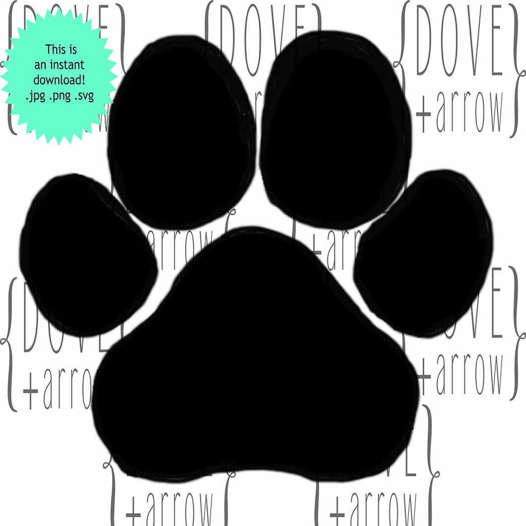 Paw Print SVG Cut Files PNG Image Pawprints Dog Paw Cat Paw Cut File for Silhouette Cricut Cutting pillow mug sign making Dollar Deal
