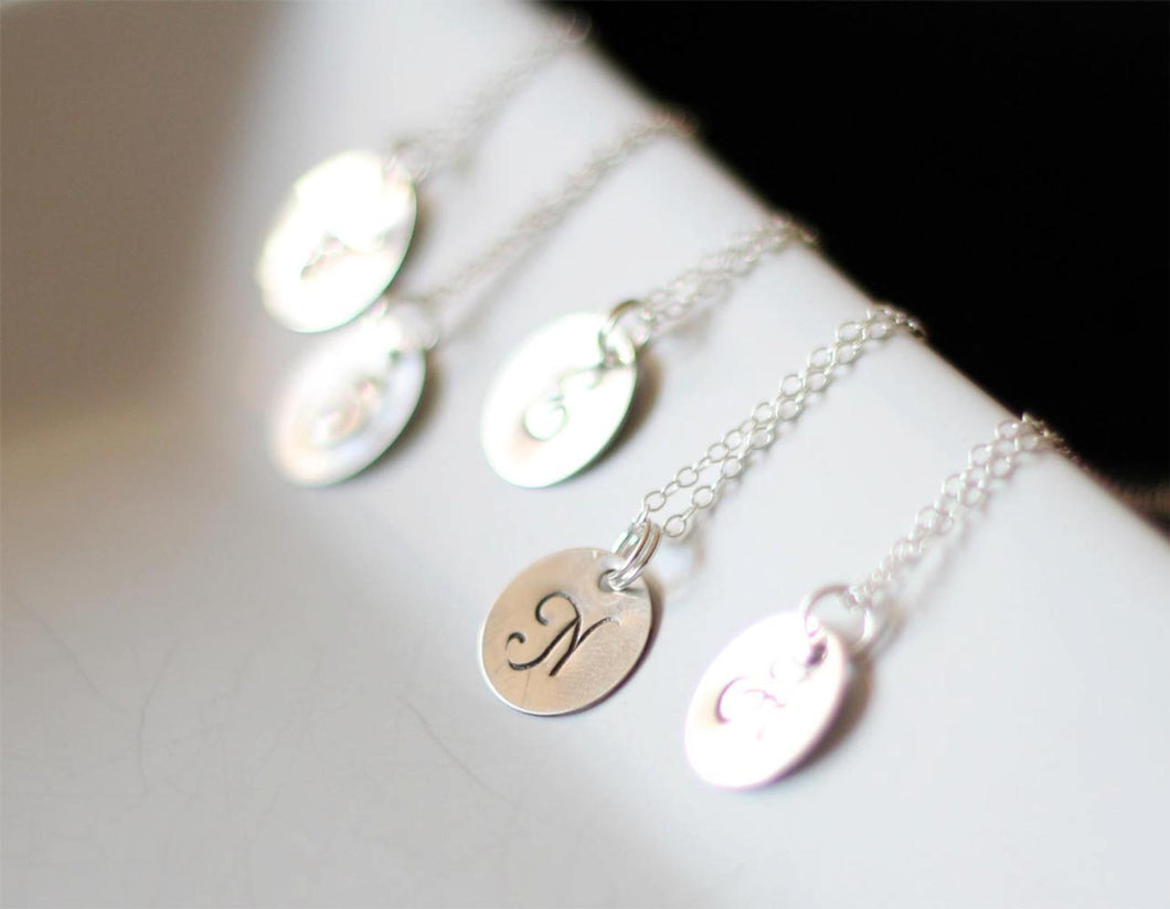 DW25 Sterling Monogram Disk Initial Necklace